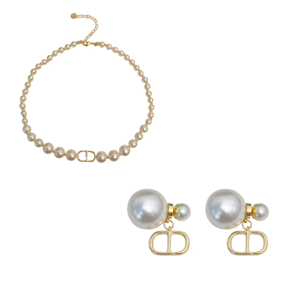 Vershal B-194 Fashion Jewelry High Quality Pearl Beaded Necklace 18K Gold Plated Luxury Necklace