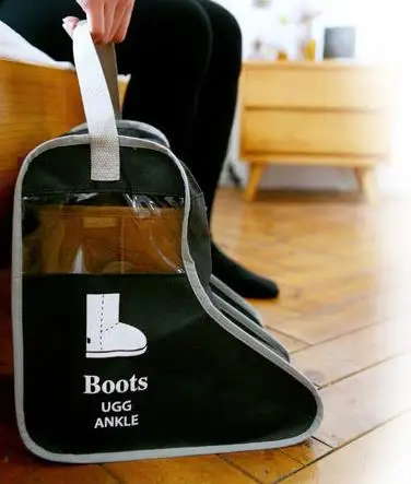 Custom Travel Dustproof Transparent Beige Boot Shoe Bag