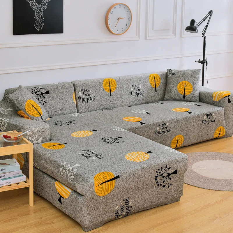 Wholesale china printed spandex sectional Couch slipcover Furniture Protector stretch elastic sofa cover