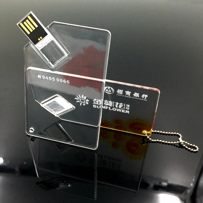 Factory Custom Crystal Credit Card 1gb 2gb Usb Flash Drive Pendrive Business Memoria Usb Memory Card