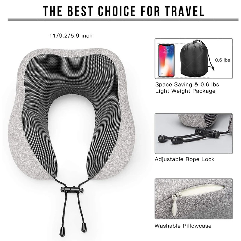 washable cooling set eye mask neck rest cushion 3 in1 airplane U shape pillow memory foam travel neck pillow
