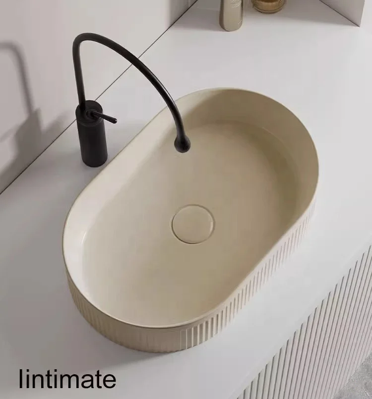 Cream style porcelain countertop Wash basins restroom sink washroom single basin balcony rectangular pot circular small sink