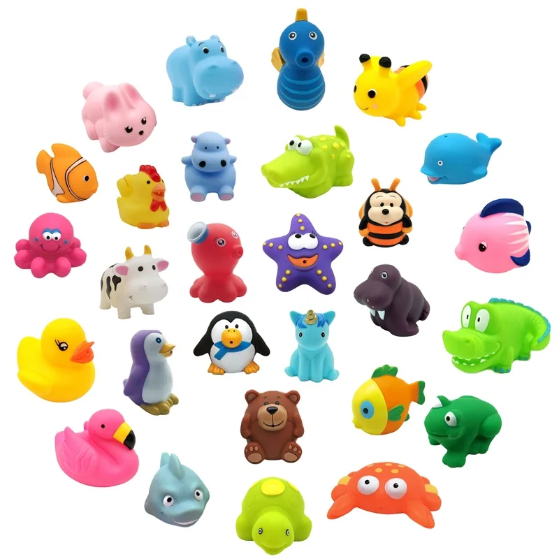 BPA Mold Animal Child Baby Bathtub Water Toy Without Hole Trending Products 2024 New Arrivals Mini Plastic 6pcs/pvc Bag