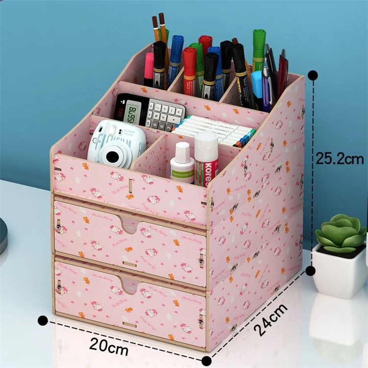 Tonsmile Modern Bink Small Office Table Desk Stationery Drawer Organizer