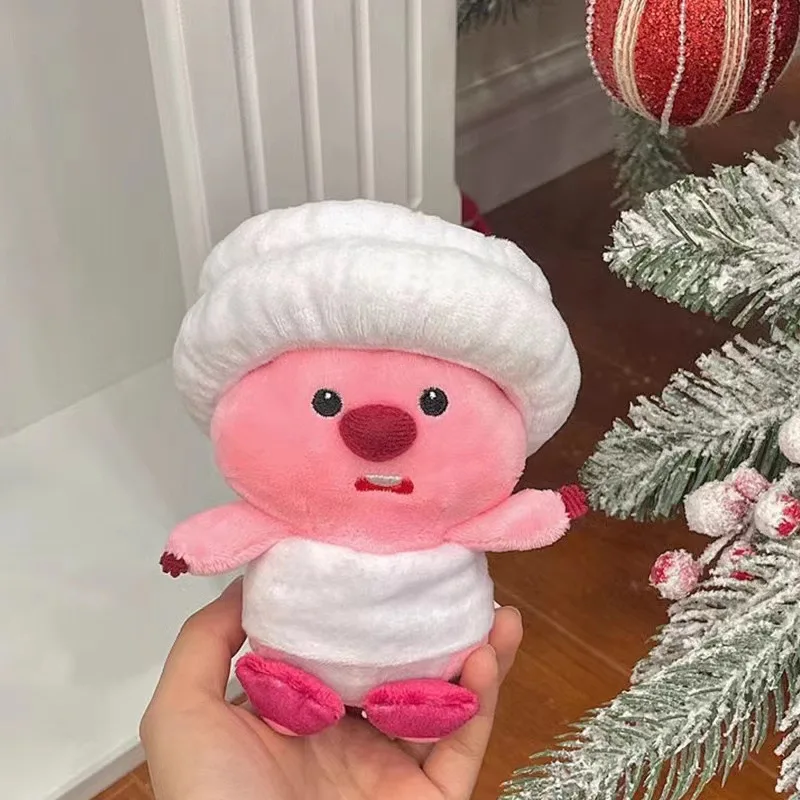 Cute Beaver Doll Plush Keychain Pendant Pink Plush Keychain