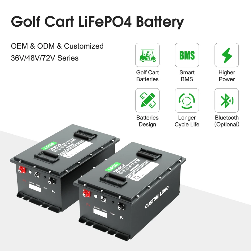 EU Stock golf cart lithium battery 48v 105ah 72v golf cart battery 36v lifepo battery charger for golf cart with bluetooth