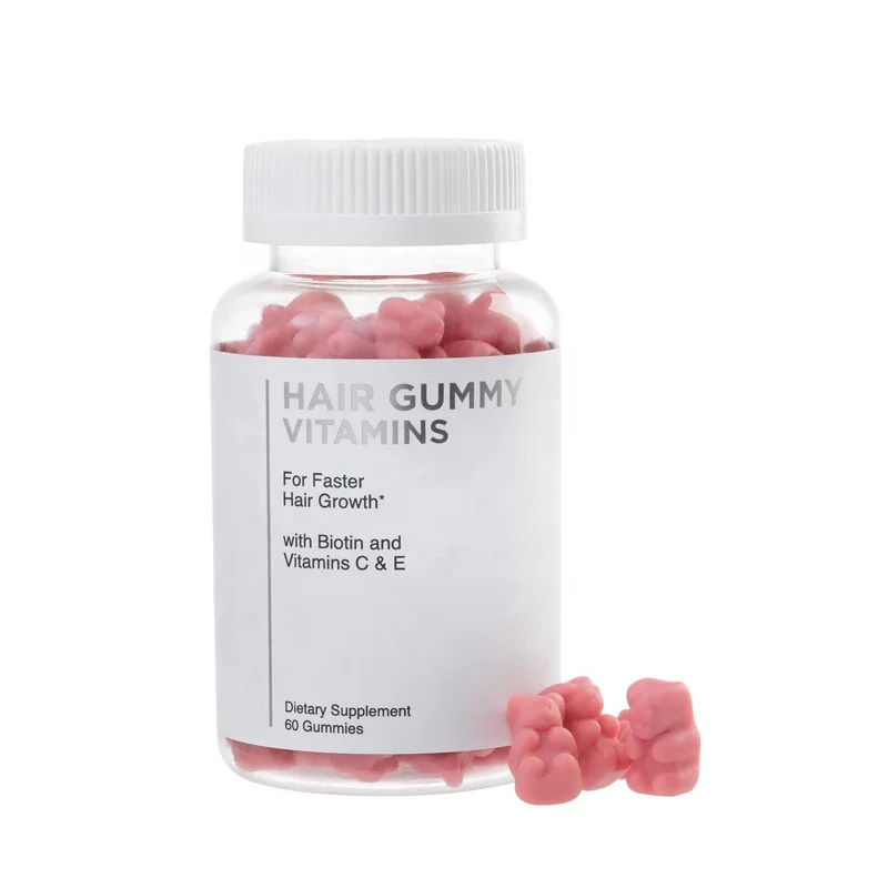 OEM Bear hair vitamins gummy with Biotin 5000 mcg Vitamin E & C Support Hair Growth