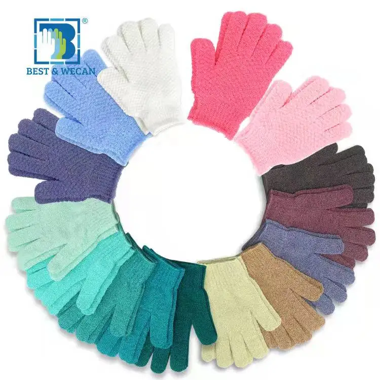 Best&Wecan Amazon Purchasing Factory Custom Logo Wholesale body shower scrub bath exfoliating gloves