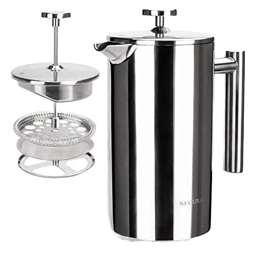 Wholesale 34oz Double Wall Stainless Steel French Press Coffee Maker Modern Design Portable Manual Cafe Kafe Prensa Francesa