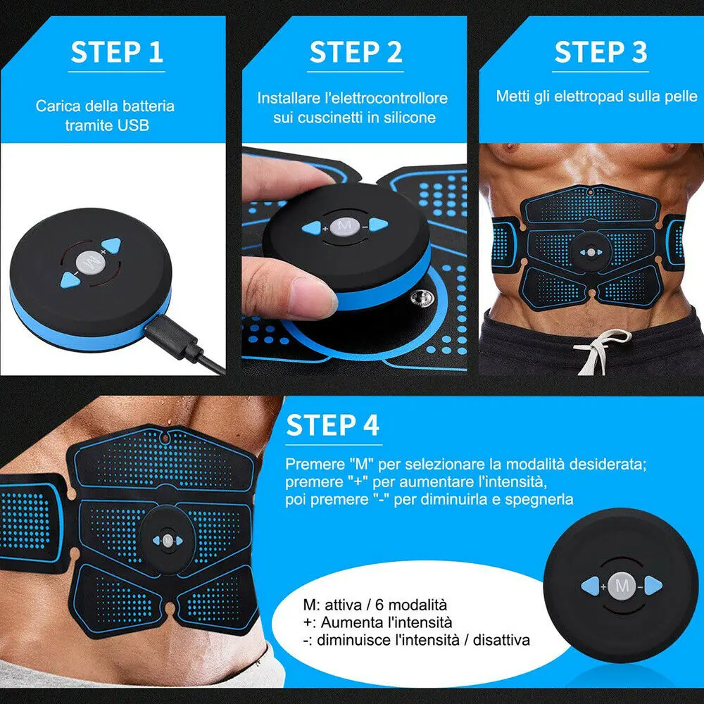ABS Abdominal Muscle Trainer EMS Stimulator Toning Belt Smart Fit Training Set