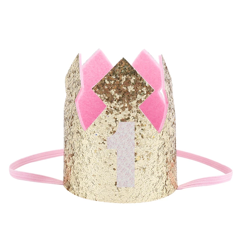 Blue Glitter Baby Birthday Crown Boy Girl 1st Birthday Party Crown Hat Headband Decoration