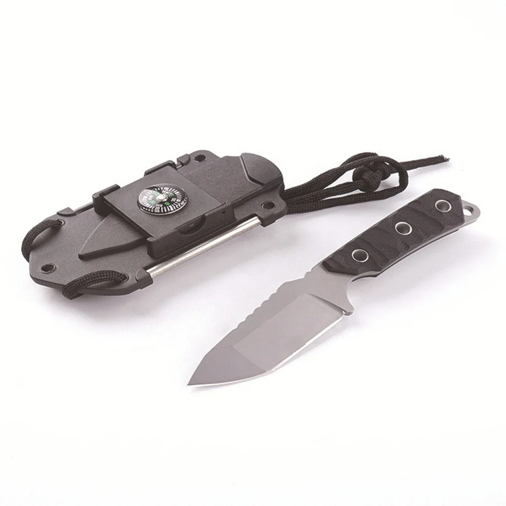 Johold High Buality Mini Fixed Blade Survival Knife Outdoor Hunting Tactical Hunting Knife With Flintstone Compass