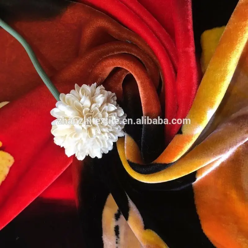 
hot silk velvet wholesale digital printing silk fabric for dress clothes 