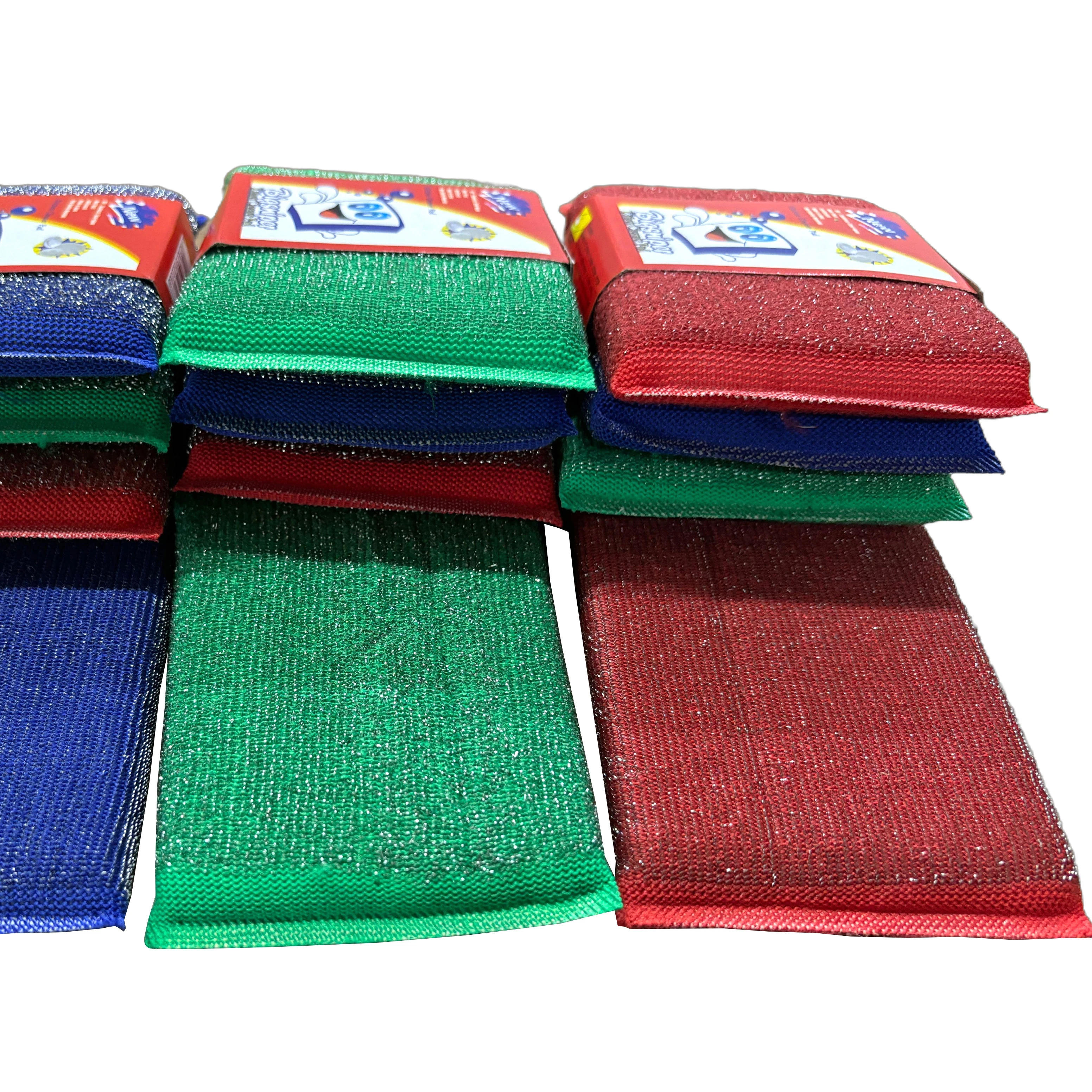 3 Pcs/card Sponge Block Kitchen Washing Sponge Scourer Stainless Steel Sponge