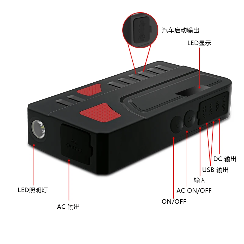 Portable Car Power Bank Jump Starter 18000mAh Battery Powered Car Jump Starter  Car Jump Starter