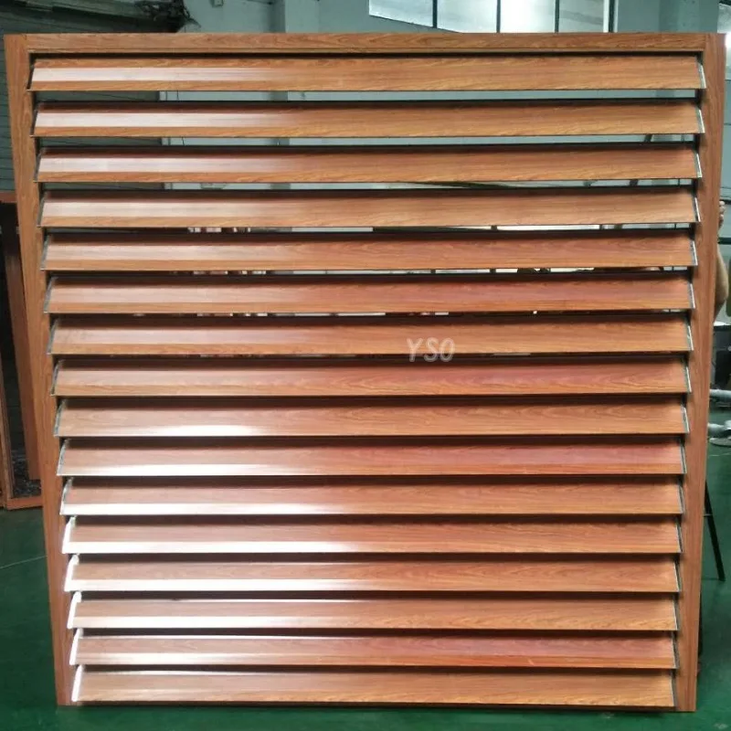 Electric/Manual Wooden Color Aluminum Louver Price Outdoor Louvers Aluminum Frame Window Louvered Shutters Sun Shade
