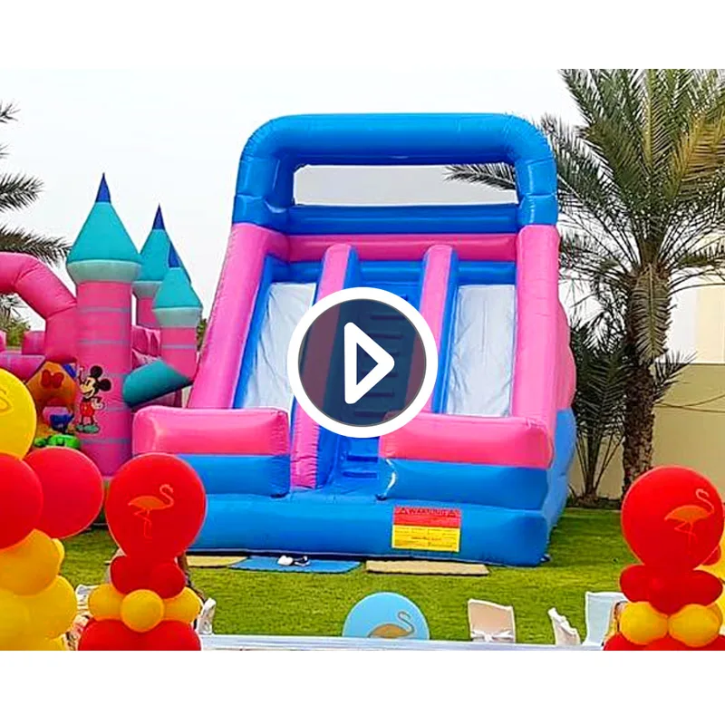 Customized Rental Business Commercial Grade Double Lane Inflatable Dry Slide For Commercial Rental