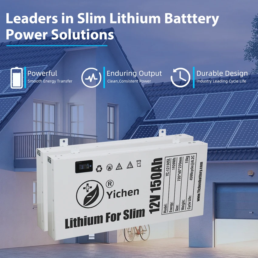 Dual Purpose 12v Slimline LiFePO4 Batteries Lithium ion Battery 100ah 150ah 200ah Camping  LFP battery with Bluetooth Display