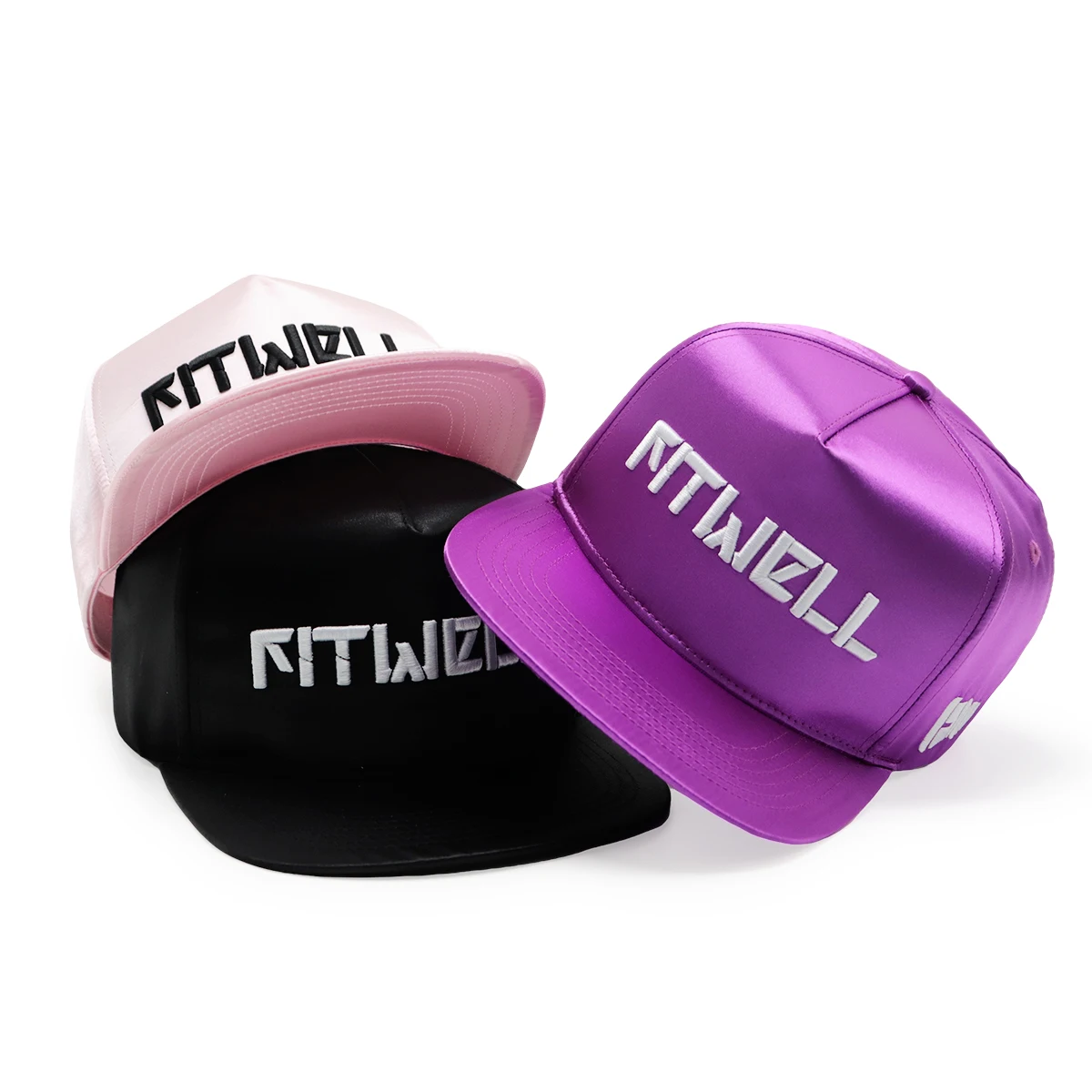 5 panel flat brim bill Personalized retro Mens Caps Black Custom Made Satin Snapback Hats