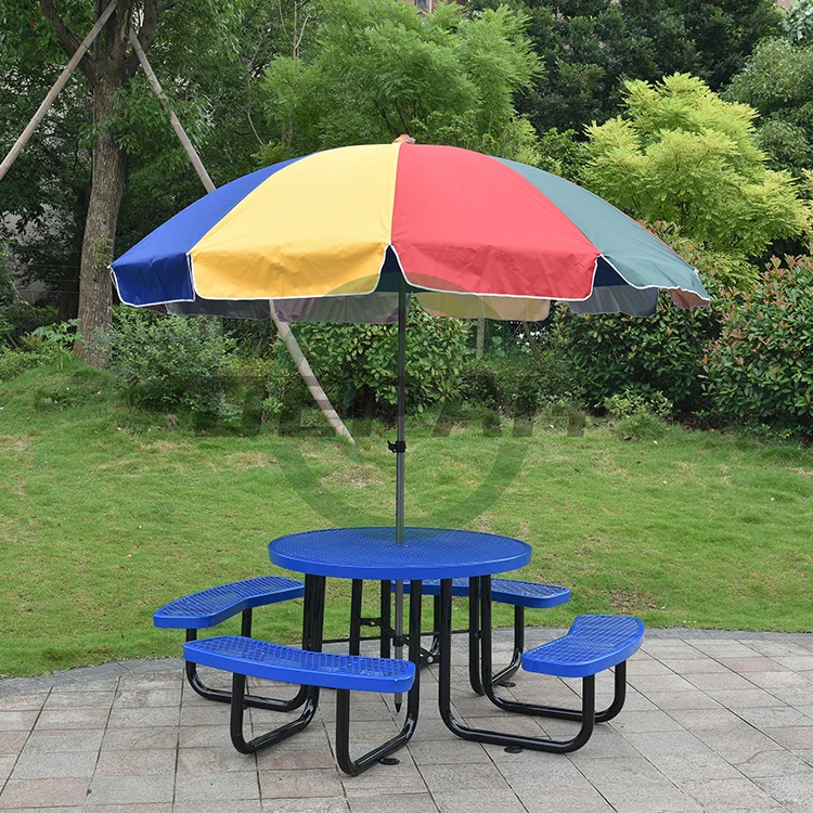 Park Thermoplastic Coated 46 Inches Round Steel Picnic Tables for Outdoor Streets
