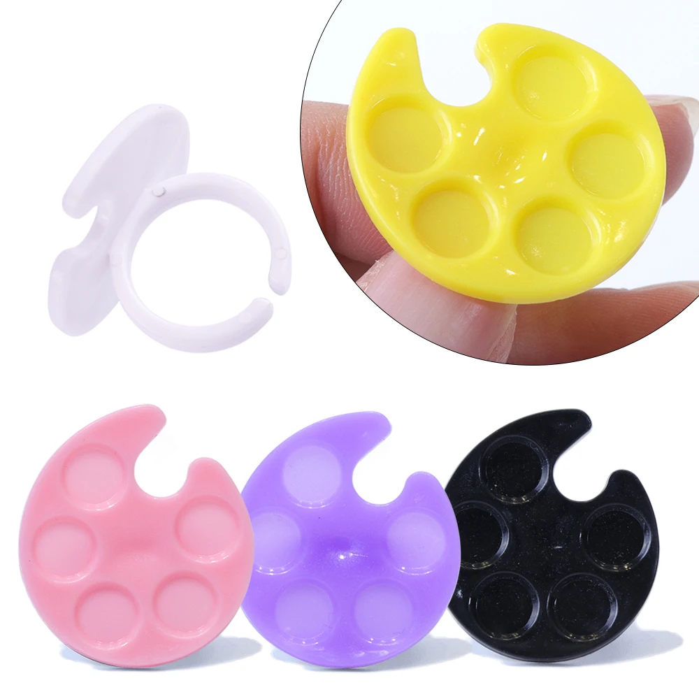 
1pcs Plastic Mini Finger Ring Nail Palette Dishes Polish Painting Tool Nails Plate Pigment Holder Manicure Accessories 
