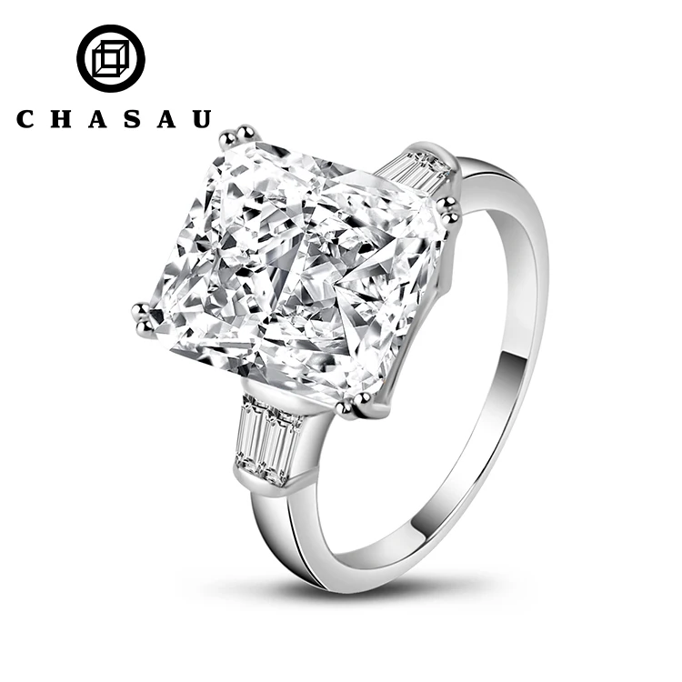 High quality 5 Carat CZ cubic Zircon Ring 925 Sterling Silver ring Baguette cut engagement ring For women