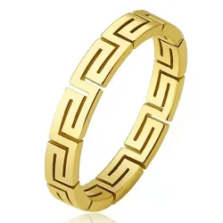 4MM Great Wall Pattern Ring Design Fine Jewelry Rings Wholesale Gold Stainless Steel Plated Latest Simple for Women Men 10pcs