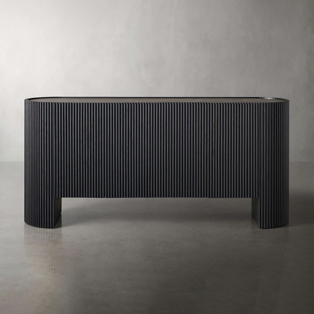 2024 New Design Oak Wood Sideboard Cabinet 4-Door Sideboard Hutch for Dining Room