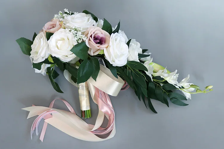 High quality silk flowers bridesmaid bouquet faux roses
