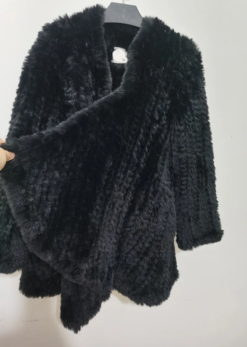 FF755 China Factory  Warm Fur Coat Handknited Faux Fur Jacket for Ladies