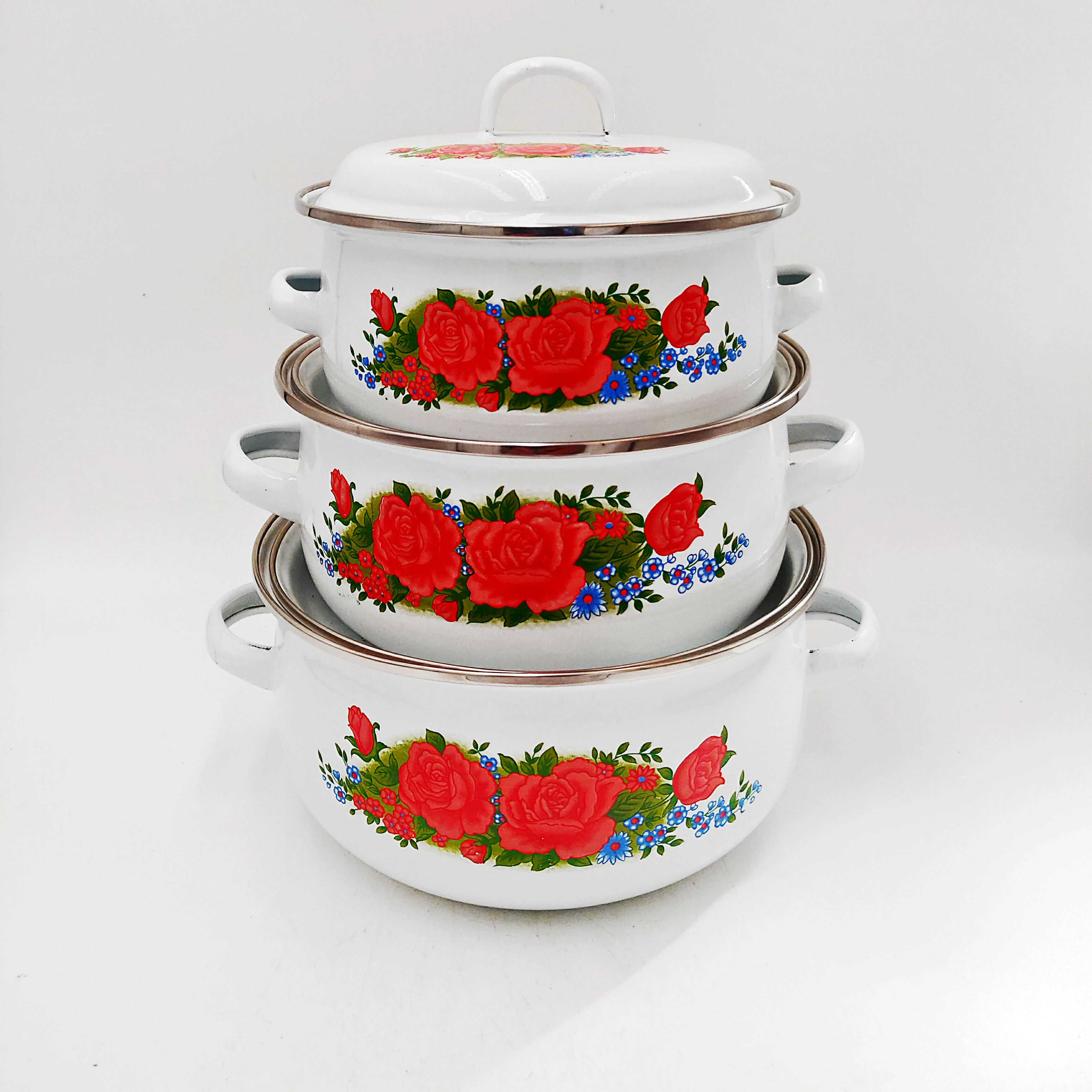 Hot sale enamel food container Ceramic casserole set 3 pcs Porcelain cookware kitchen products