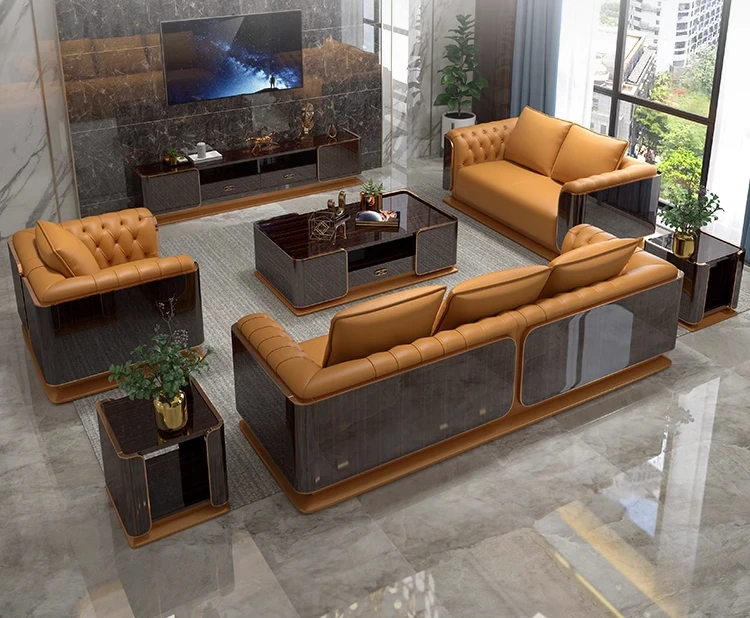 Luxury Living Room Sofa Set with Armrest Italian Style