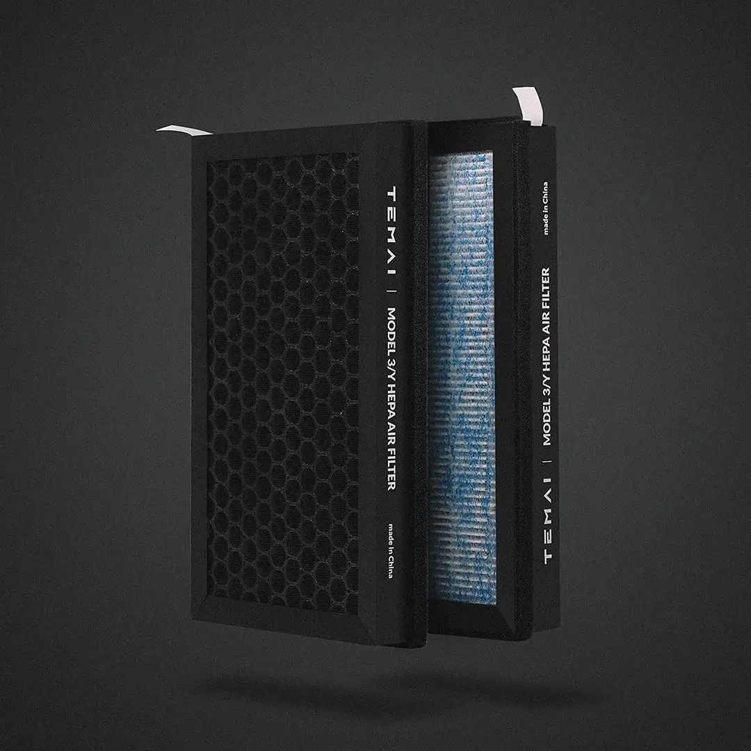 Cabin Air Filter Carbon,hepa Air Intake Filter Accessories Replacement for Tesla Model 3/y with Activated Black Auto Spare Parts