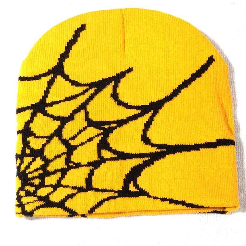 Wholesale Custom y2k accessories fashion style spider web gothic street wear jacquard knit beanie hat for men and women