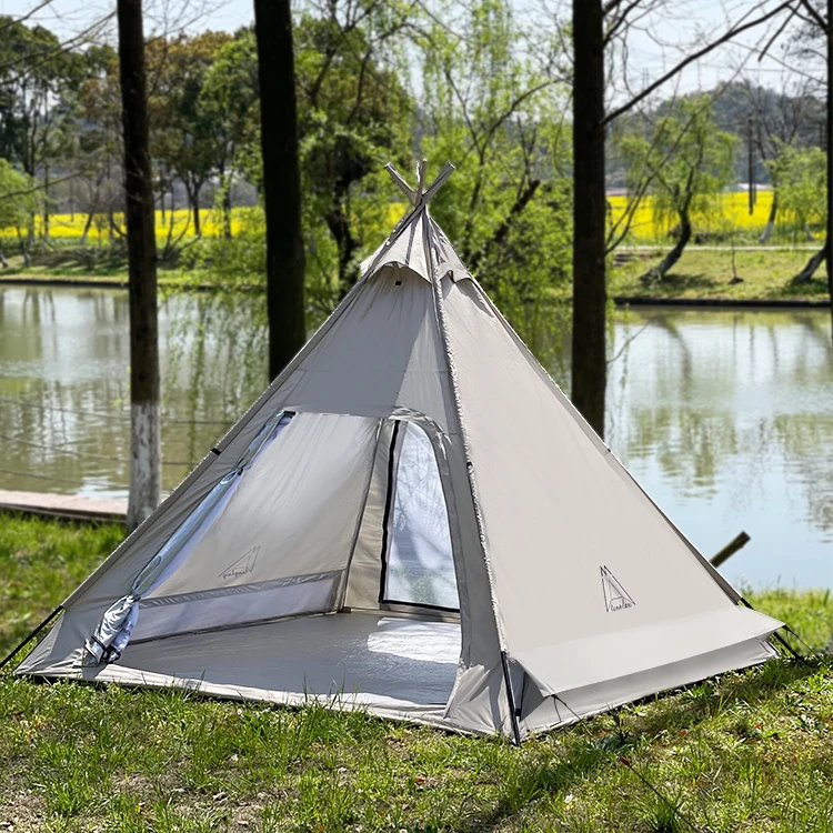 Outdoor Camping Family Tent Customized Logo Instant Pyramid Picnic Indian Tent Glamping Leisure Windproof Shade Camping Tents