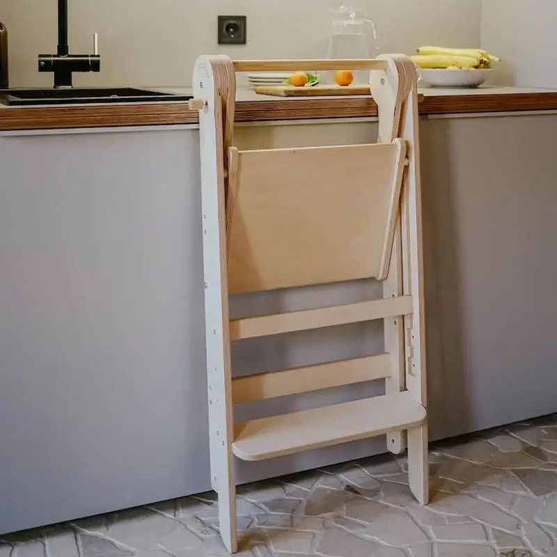 Kitchen Step Stool Children Learning Tower Montessori Practice Adjustable Height Stool Kids Foldable Learning Helper Tower