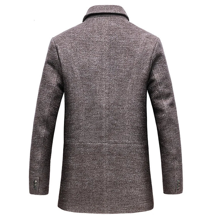 
Autumn Winter Fashion Mens Woolen Coat Single Breasted Trench Coat Windproof Winter Clothes 