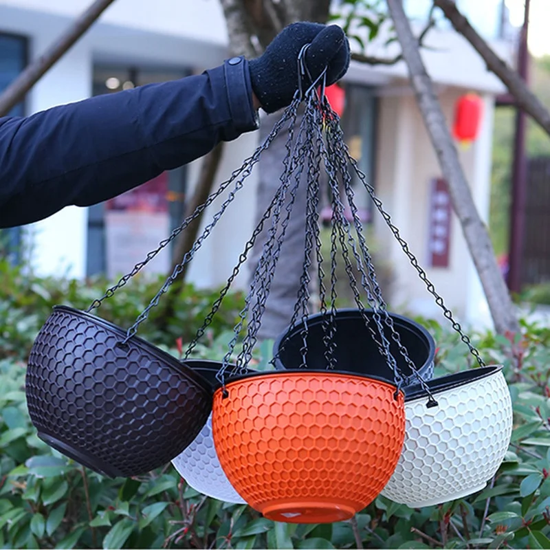 Honeycomb Rattan Woven European Planter Pot Outdoor Basket Resin Hanging Plastic Large Flower Pot