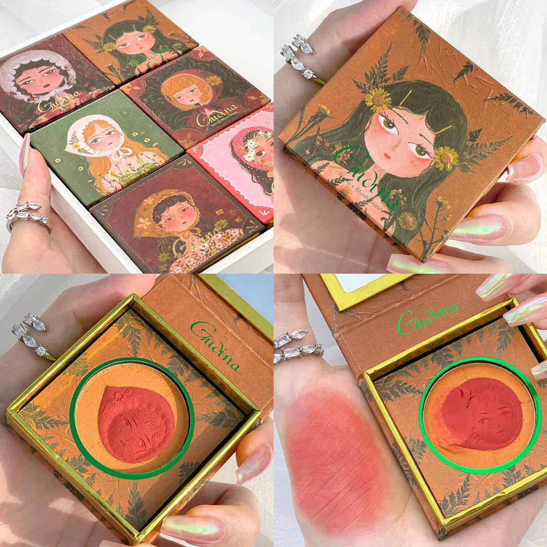 Young Girl Customized Uniform Makeup  Vintage Blush High Pigment 6 Colors Blush Palette Vegan Cream Blush Cosmetics Makeup