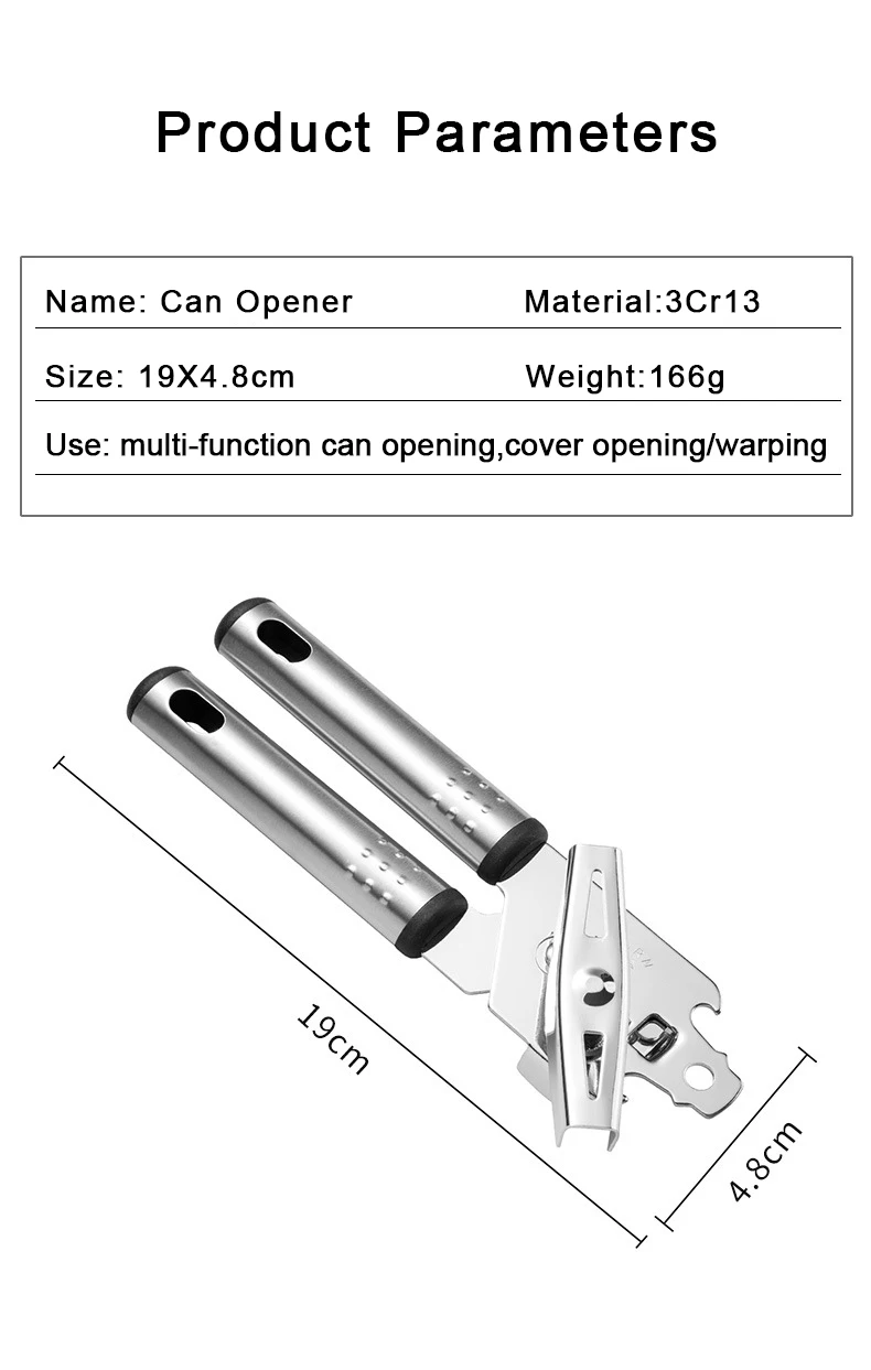 High Quality Stainless Steel Cans Opener Professional Ergonomic Side Cut Manual Can Opener