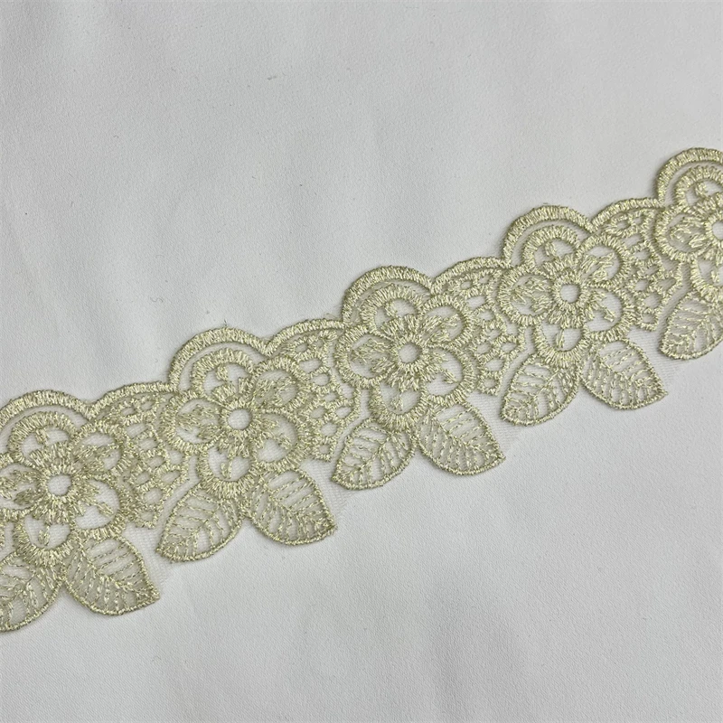 ZSY clothing accessories Gold metallic border lace trim golden yellow embroidery lace trim Gold Lace Trim