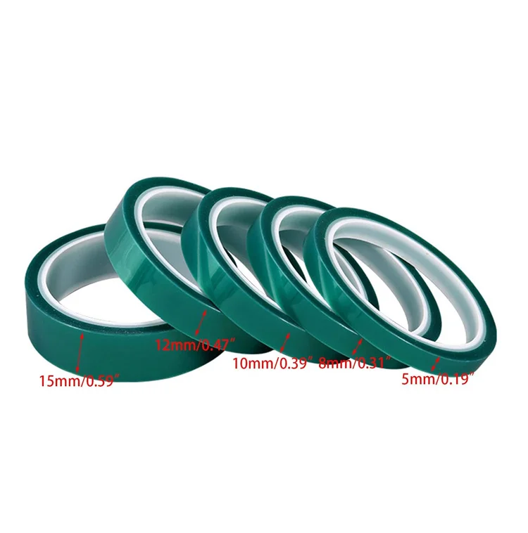 High Quality 10mm Polyester PET Tape Green Pressure Sensitive Adhesive Powder Coating Masking Tape For Painting