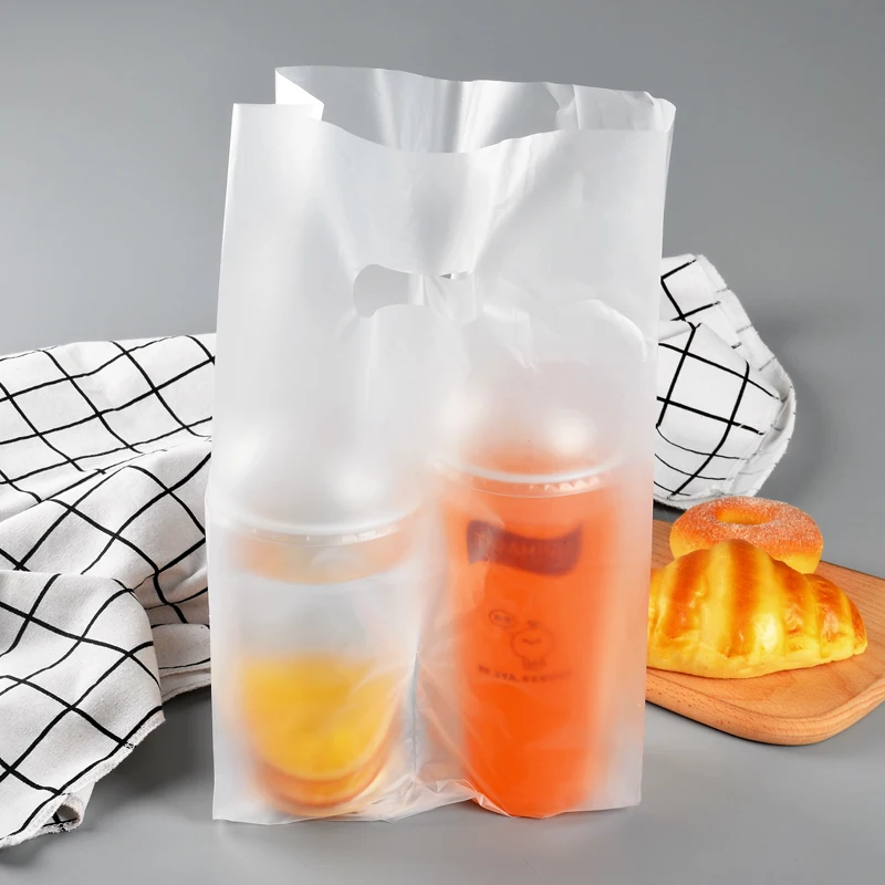 Best Price Coffee Tea Milk Cup Holder Take Away Carrier Bag Thickened Double Drink Disposable Plastic Cup Bag