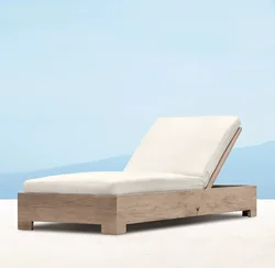 Factory Hot Selling Outdoor Teak Deck Chair Sunbed Villa Hotel Garden Sun Lounger Terrace Pool Chair Deck Chair
