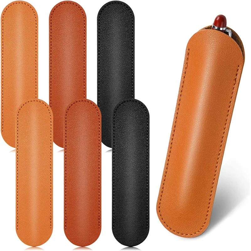 PU Leather Pen Sleeve Vintage Case Holder Pouch for Single Pen Ballpoint Pocket Protector Pencil Case Protective Sleeves