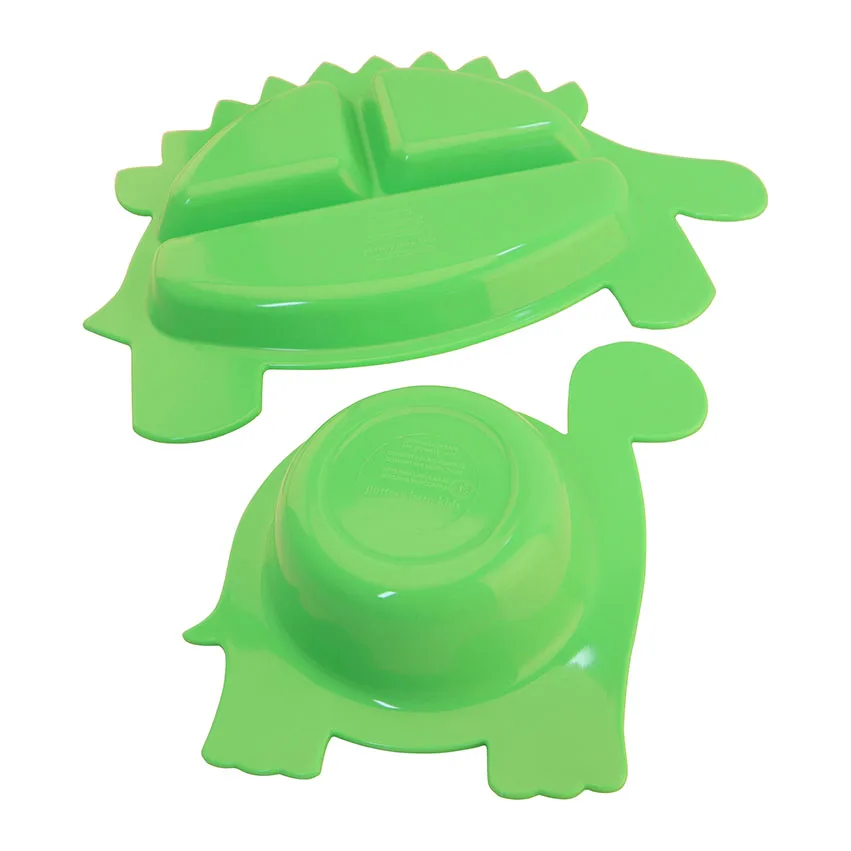 Modern Design Silicone Baby Complementary Food and Dinner Plate Dinosaur Suction Cup One-Piece Divided Cell Easy to Clean