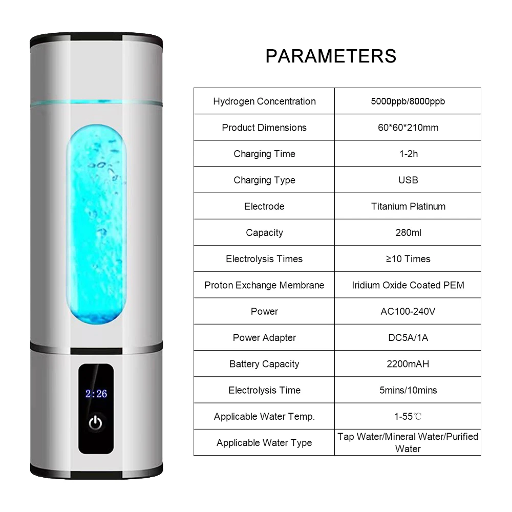 Personalized Portable Household Hydrogen Water Bottle Generator SPE PEM High H2 Concentration Hydrogen Water Ionizer Machine