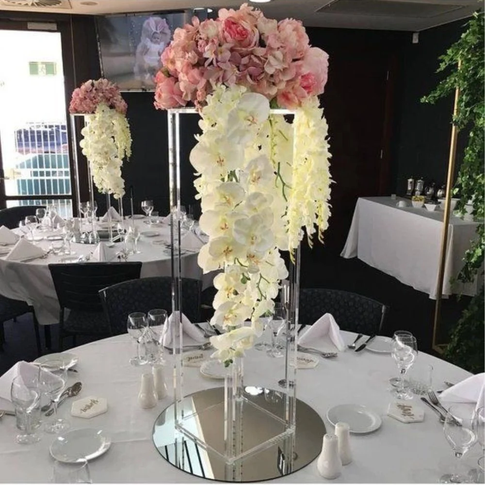 Wholesale High Quality Wedding Floral Stand Columns Acrylic Clear Flower Table Centerpiece  Acrylic Flower Stand