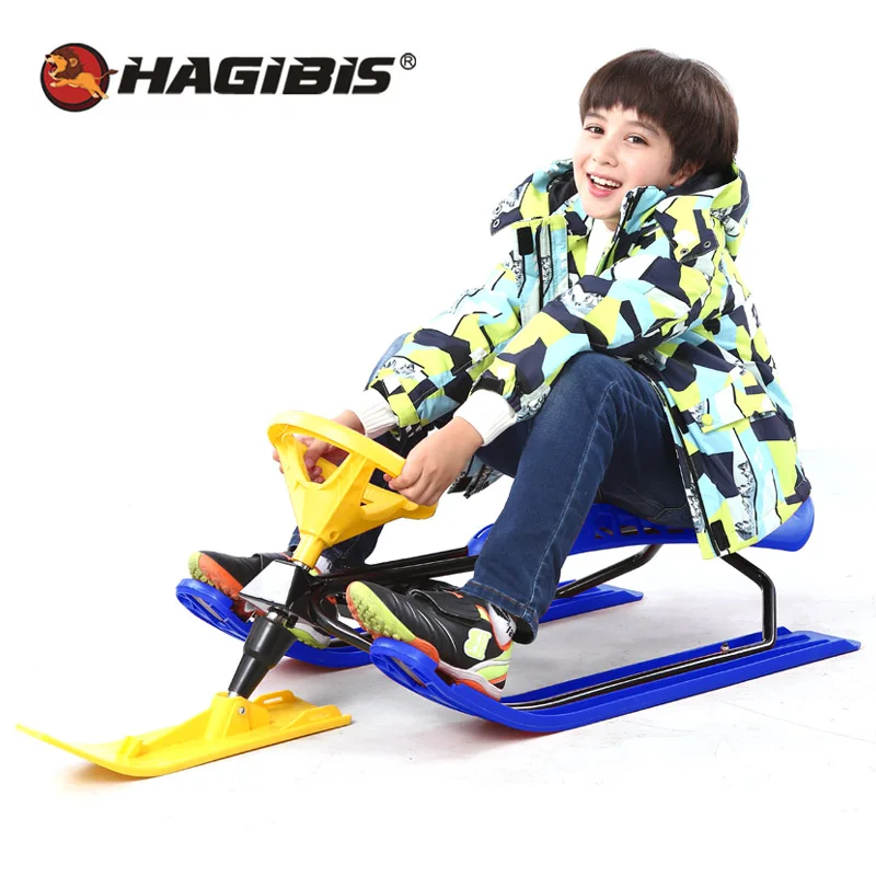 
Steel snow mobile for kids snow sled for children 6+steerable scooter 
