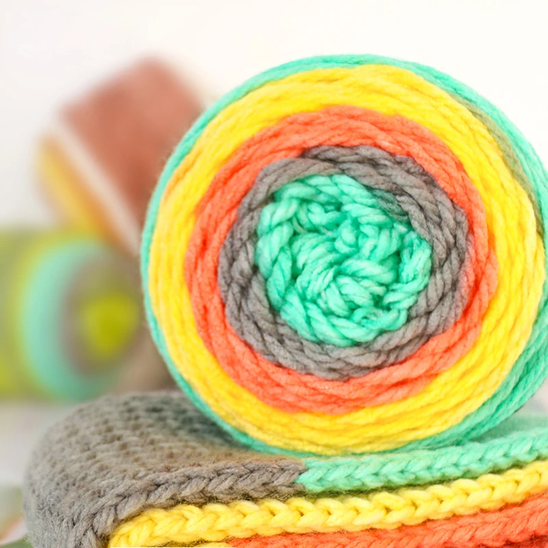 Bojay Wholesale Melange Worsted Acrylic Crochet Fancy Yarn Multiple Colors For Hand Knitting Sweater 5Ply Rainbow Cake Yarn